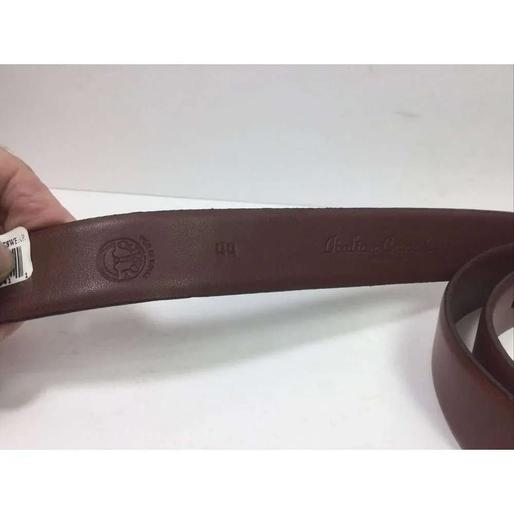 Torino Leather Belt Italian Croce Calf Leather Size 44 Silver Buckle Made In USA